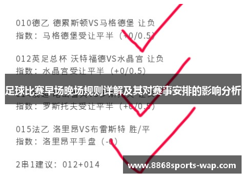 足球比赛早场晚场规则详解及其对赛事安排的影响分析